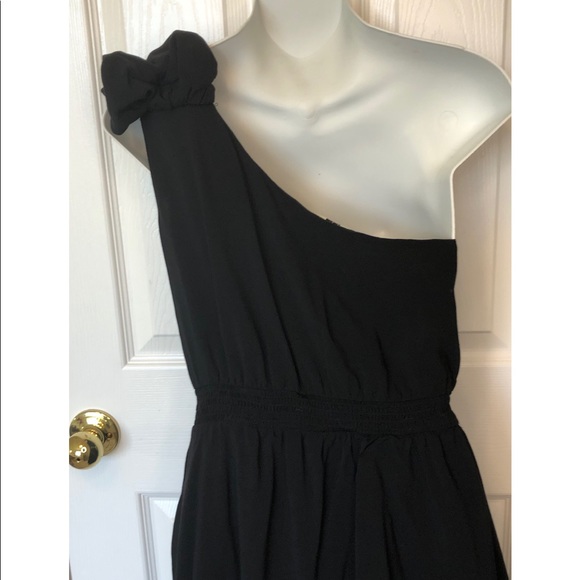 YA Los Angeles One Shoulder, Crêpe Like Material Lg Bow Black Short Dress Party - Picture 4 of 15